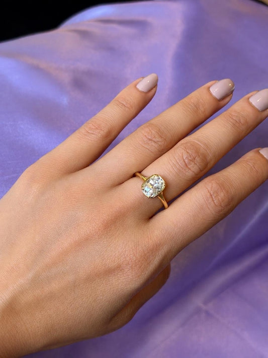 4 Carat Moissanite Ring | Gold-Plated 925 Sterling Silver Adjustable Ring