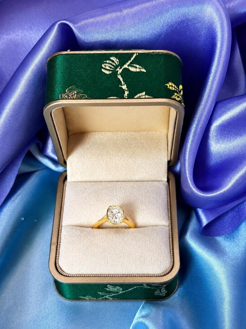 4 Carat Moissanite Ring | Gold-Plated 925 Sterling Silver Adjustable Ring