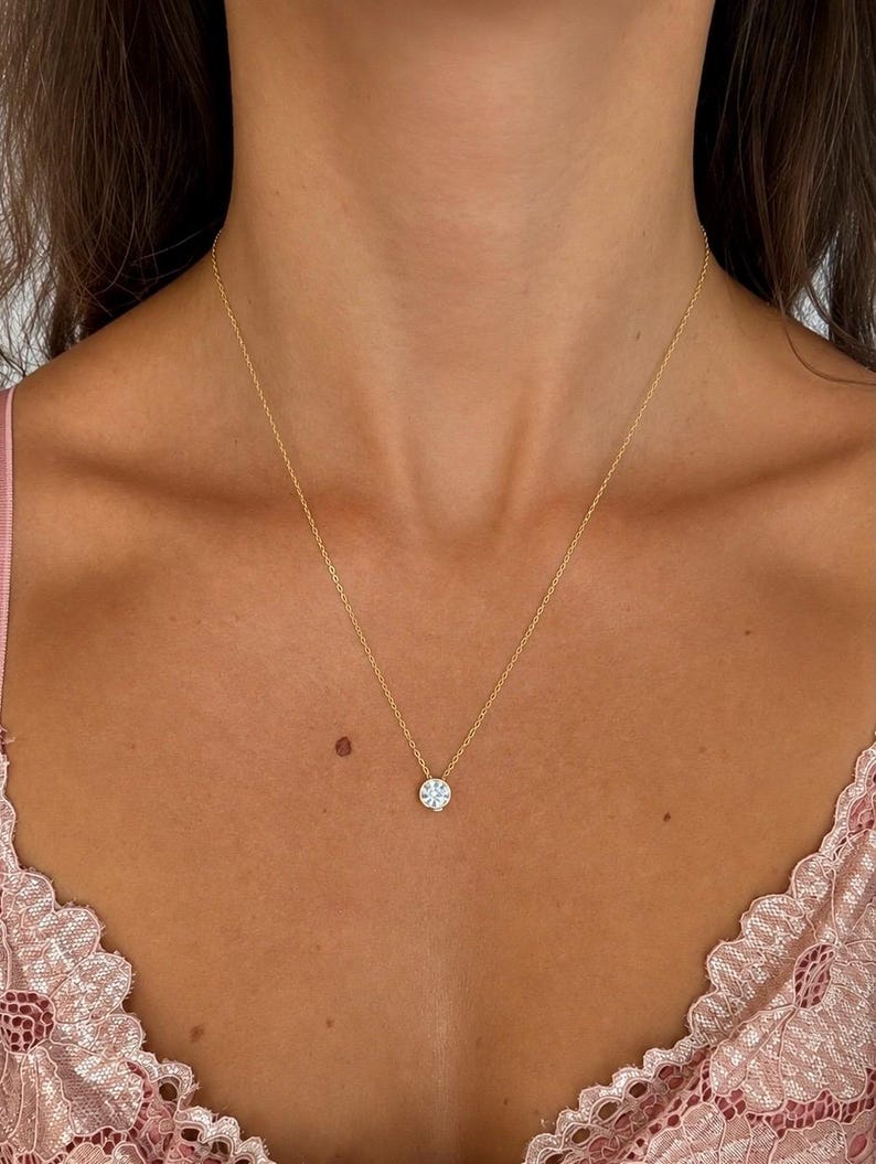 2CT Moissanite Necklace & Earrings Set | Gold-Plated 925 Sterling Silver