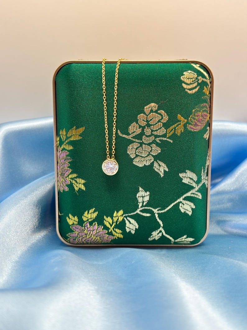 2CT Moissanite Necklace & Earrings Set | Gold-Plated 925 Sterling Silver