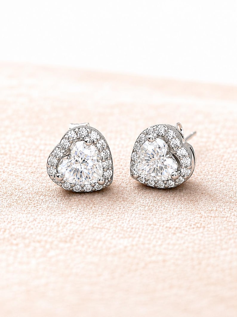 2 Carat Heart Moissanite Necklace & Earrings Set | 925 Sterling Silver