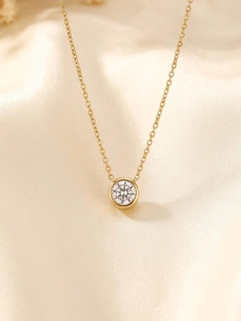 6x5mm Emerald Cut Moissanite Necklace | 18K Gold-Plated Sterling Silver