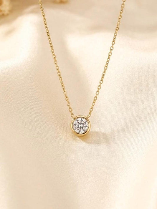 6x5mm Emerald Cut Moissanite Necklace | 18K Gold-Plated Sterling Silver