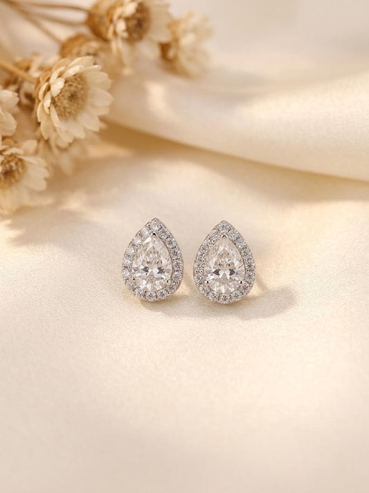 1CT Pear Moissanite Stud Earrings | Argentium 925 Sterling Silver