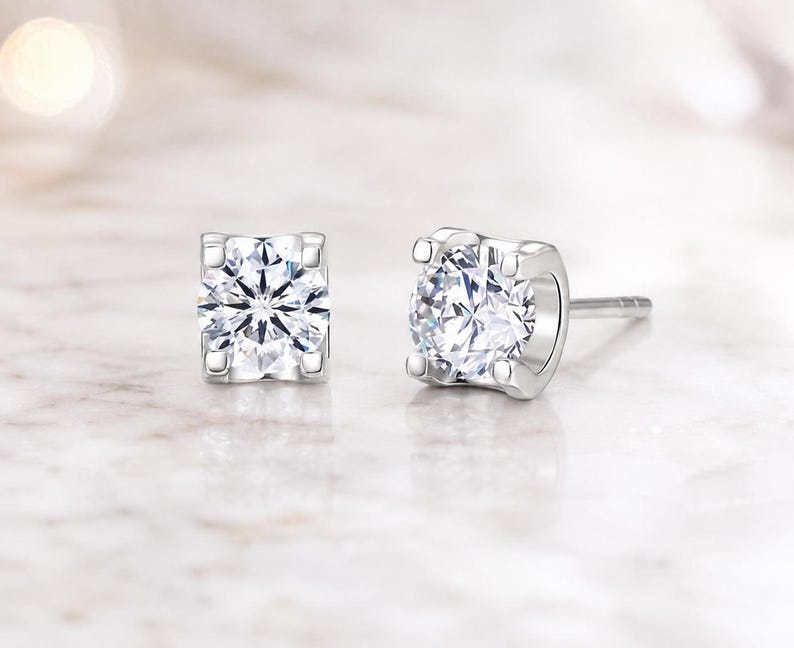 1CT Cushion Cut Moissanite Stud Earrings | 925 Argentium Sterling Silver