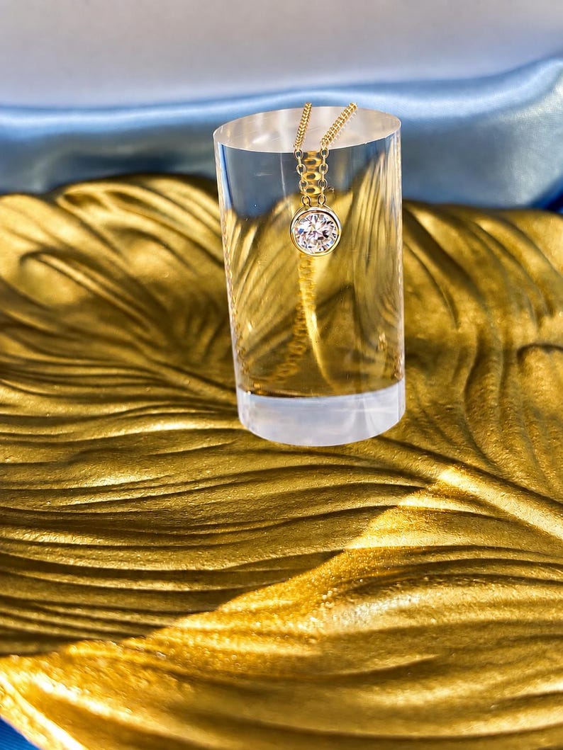6x5mm Emerald Cut Moissanite Necklace | 18K Gold-Plated Sterling Silver