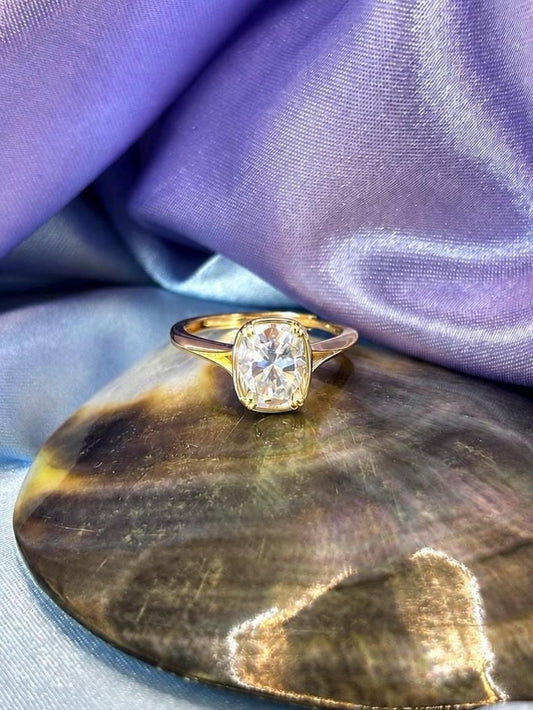 4 Carat Moissanite Ring | Gold-Plated 925 Sterling Silver Adjustable Ring