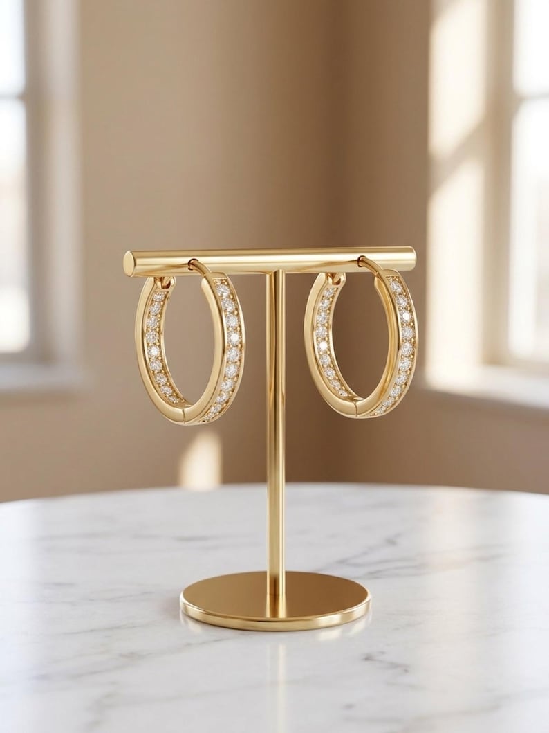 2CT Moissanite Huggie Hoop Earrings | 18K Gold-Plated 925 Sterling Silver