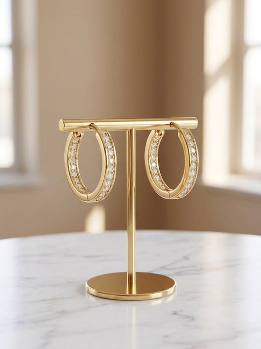 2CT Moissanite Huggie Hoop Earrings | 18K Gold-Plated 925 Sterling Silver