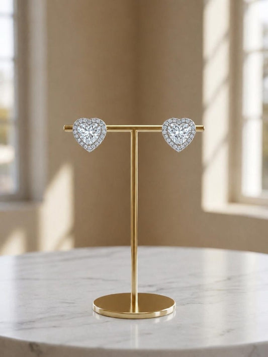 1CT Heart Moissanite Stud Earrings | Argentium 925 Sterling Silver