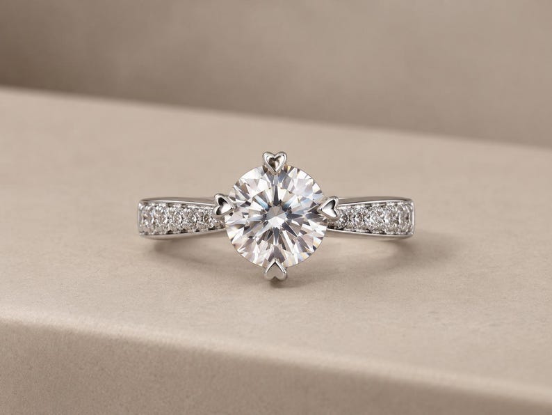 1 Carat Moissanite Halo Ring, 925 Sterling Silver Engagement & Promise Ring