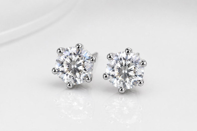 2 Carat Moissanite Necklace & Earrings Set | 925 Sterling Silver Round Cut Jewelry Set