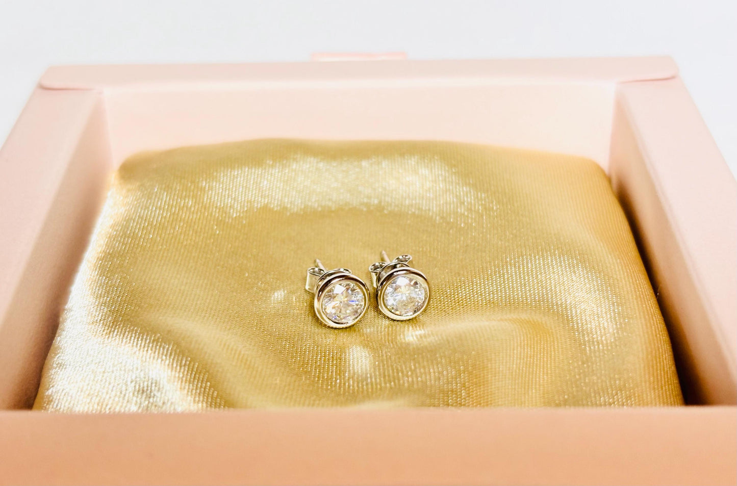 Bezel Moissanite Stud Earrings 1 Carat, Round Sterling Silver Classic Everyday Earrings Gift