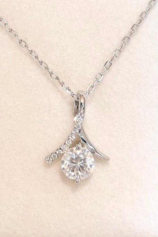 Moissanite Drop Pendant Necklace 1 Carat, 18K White Gold Plated Minimalist Everyday Luxury Jewelry