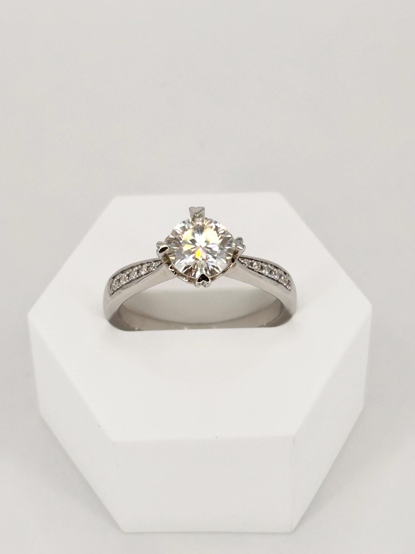 Moissanite Halo Ring 1 Carat, Sterling Silver Promise Ring, Diamond Alternative Minimalist Bridal Jewelry