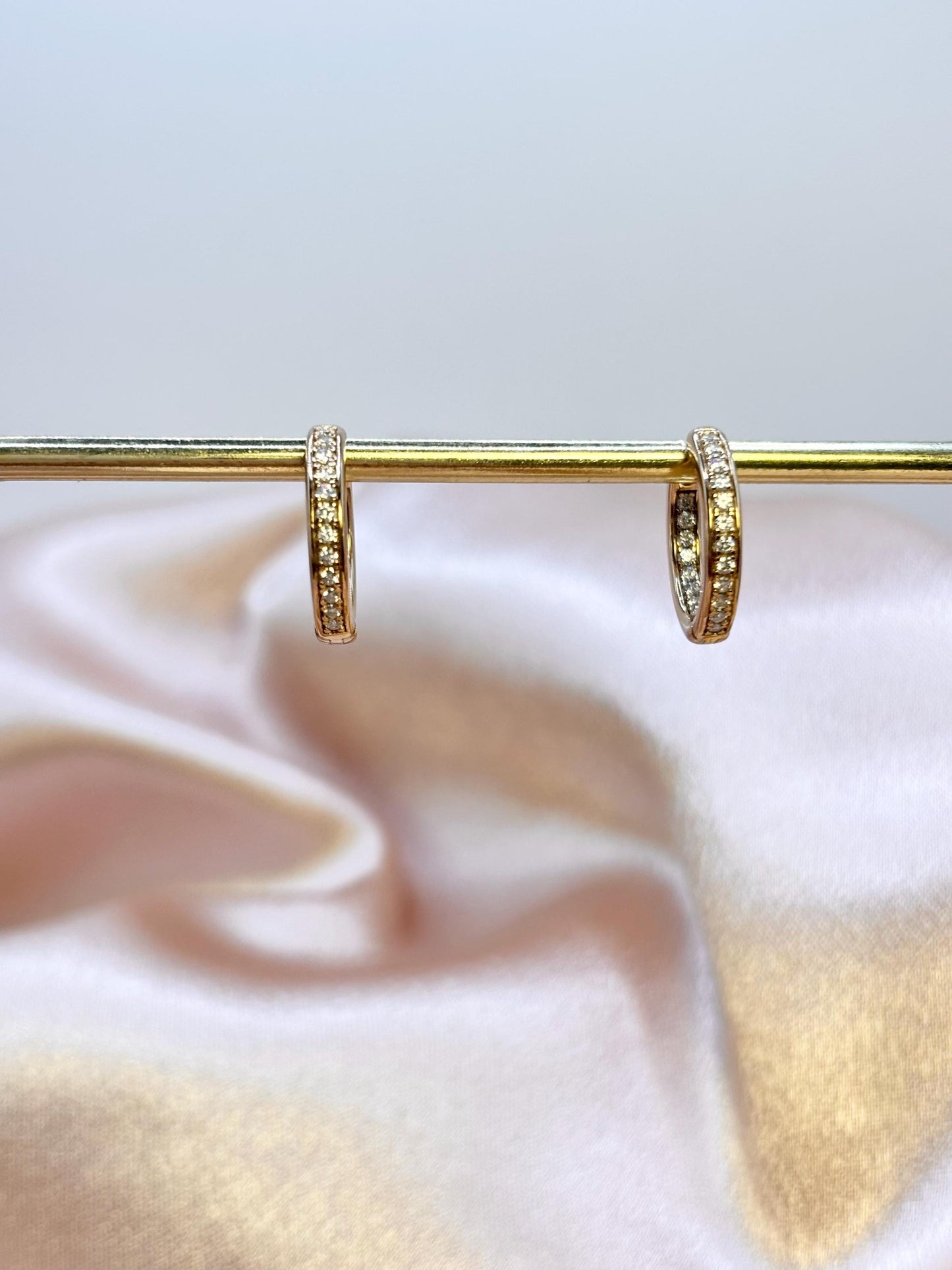 Moissanite Huggie Hoop Earrings, 925 Sterling Silver, Dainty Minimalist Hoops, Gift for Her