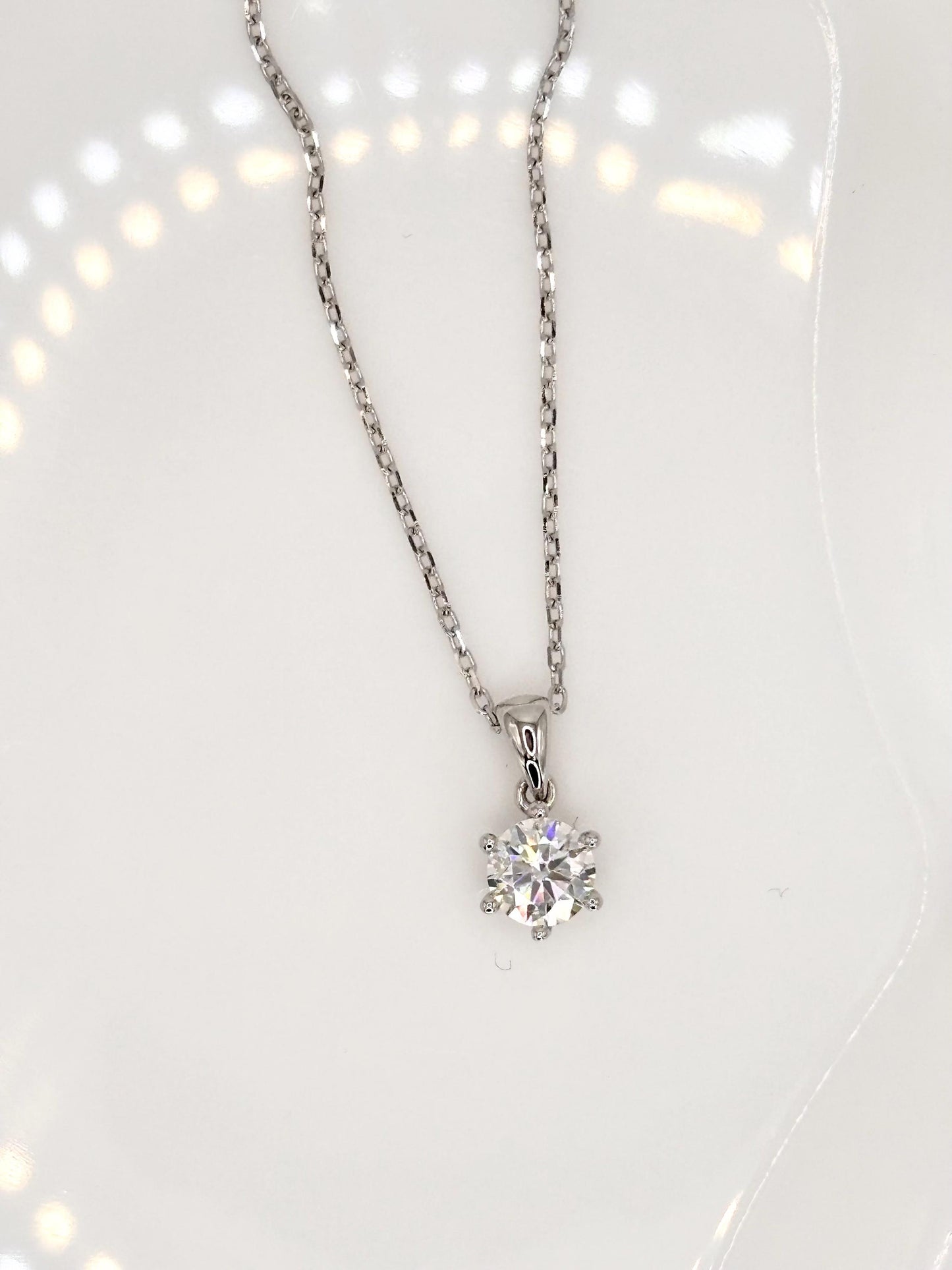 1 Carat Moissanite Necklace, 925 Sterling Silver, Minimalist Diamond Pendant, Dainty Gift for Her