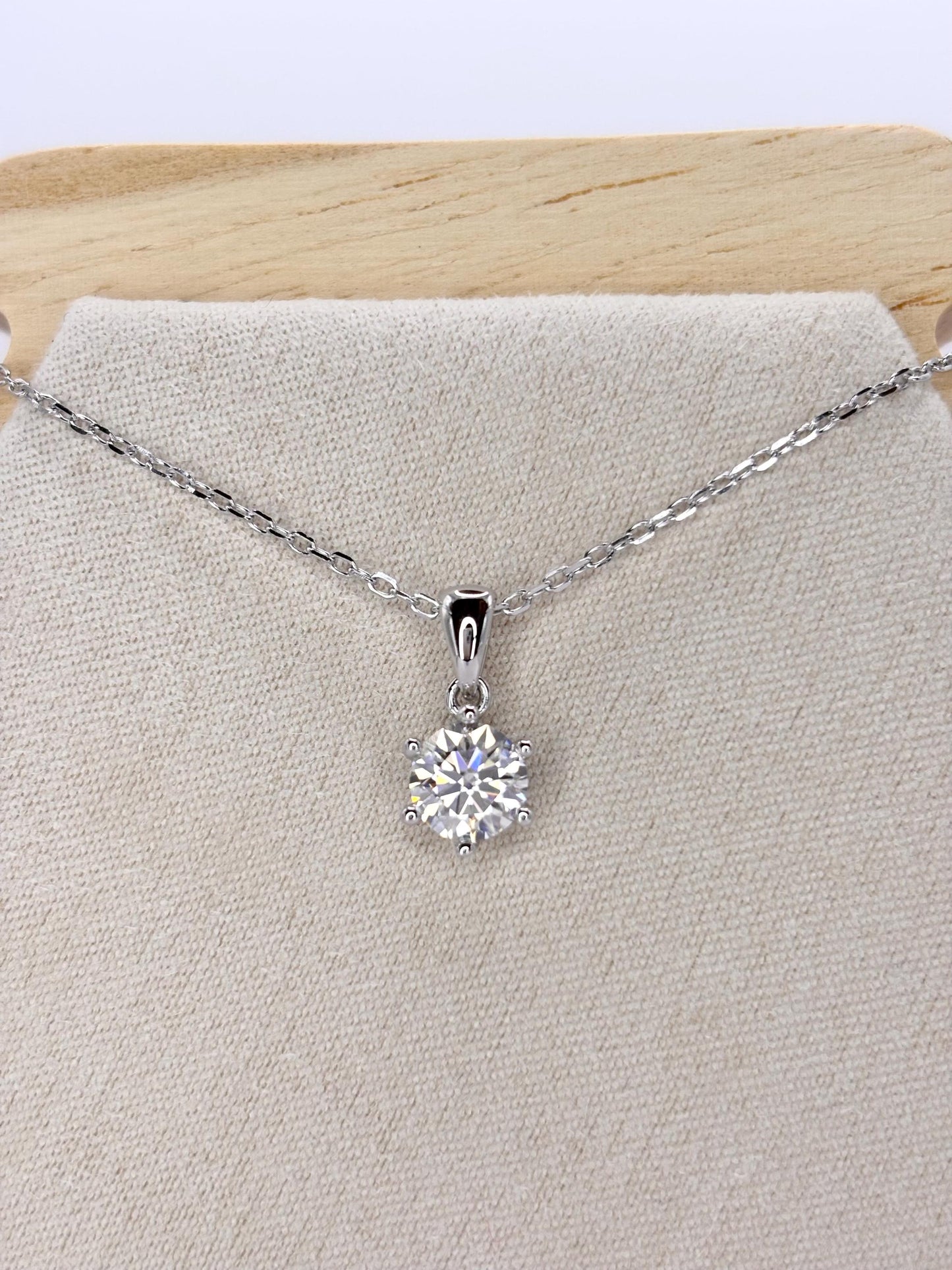 1 Carat Moissanite Necklace, 925 Sterling Silver, Minimalist Diamond Pendant, Dainty Gift for Her