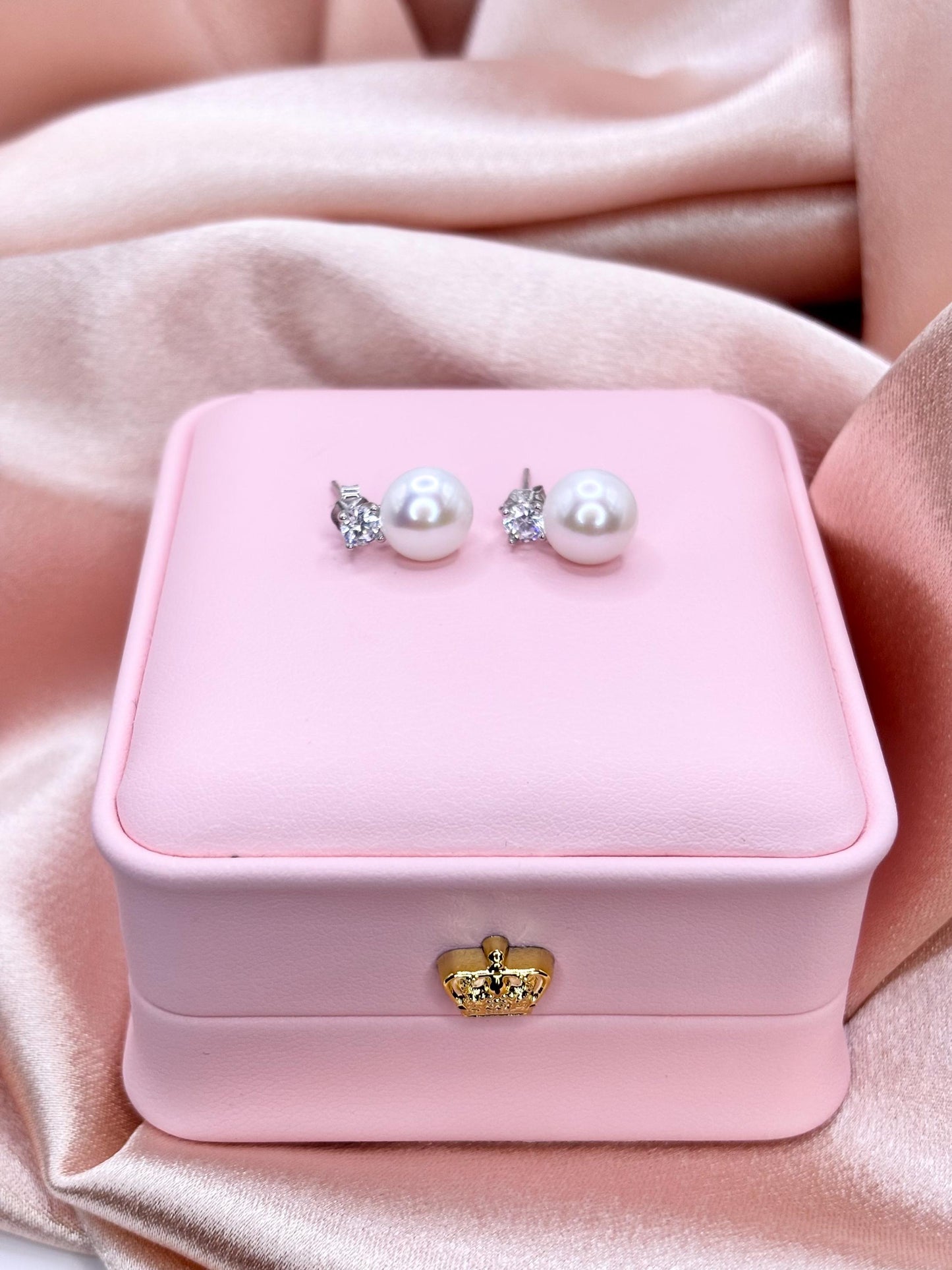 925 Sterling Silver Pearl & Stone Stud Earrings, Minimal Elegant Everyday Jewelry, Gift for Her