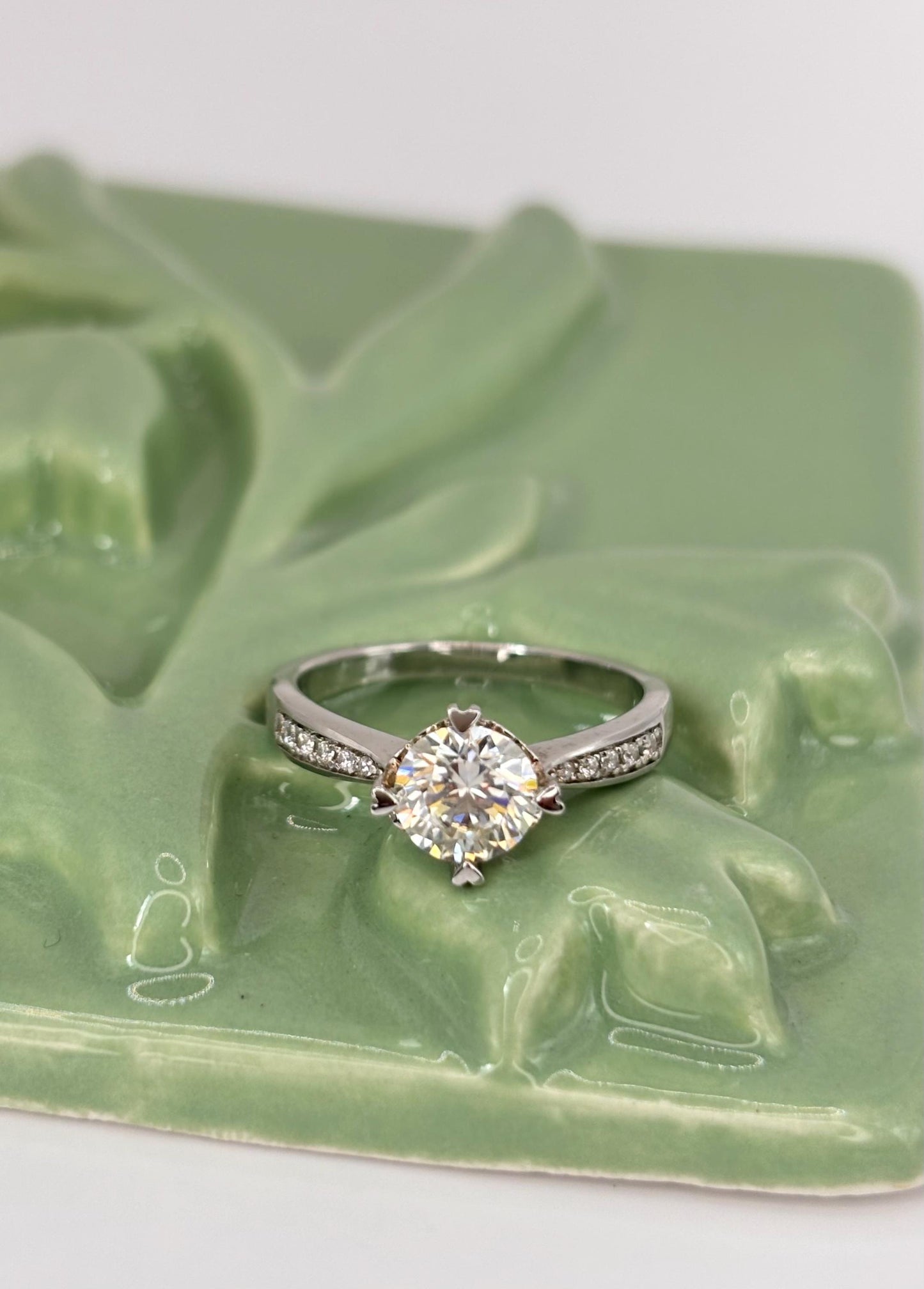 Moissanite Halo Ring 1 Carat, Sterling Silver Promise Ring, Diamond Alternative Minimalist Bridal Jewelry
