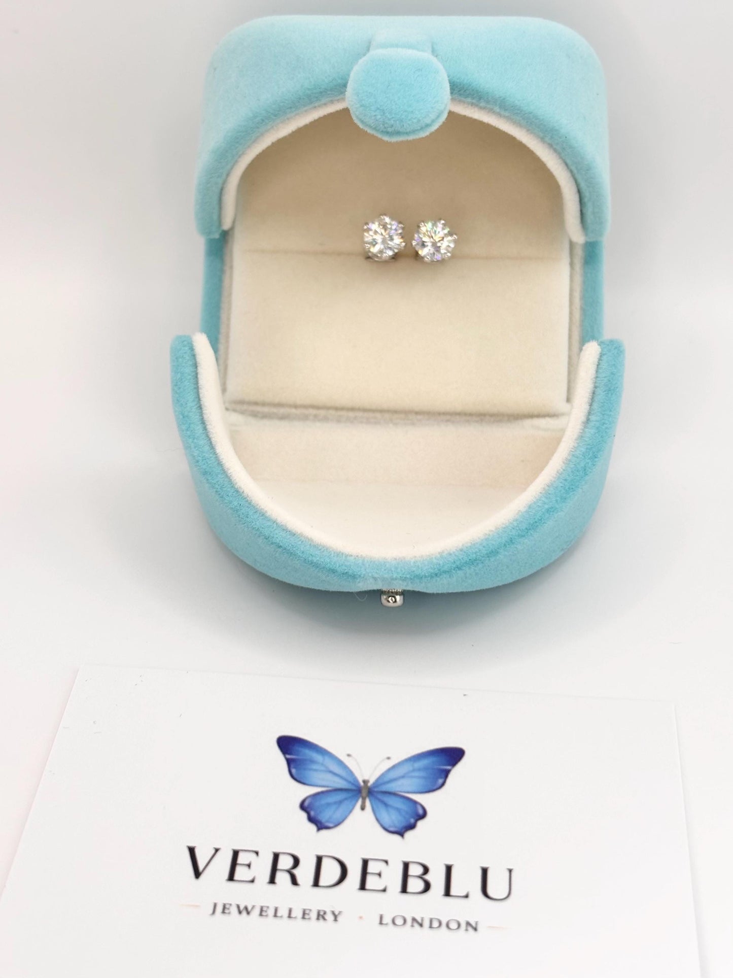 Round Moissanite Stud Earrings 2 Carat Total, Sterling Silver Dainty Earrings, Classic Diamond Look