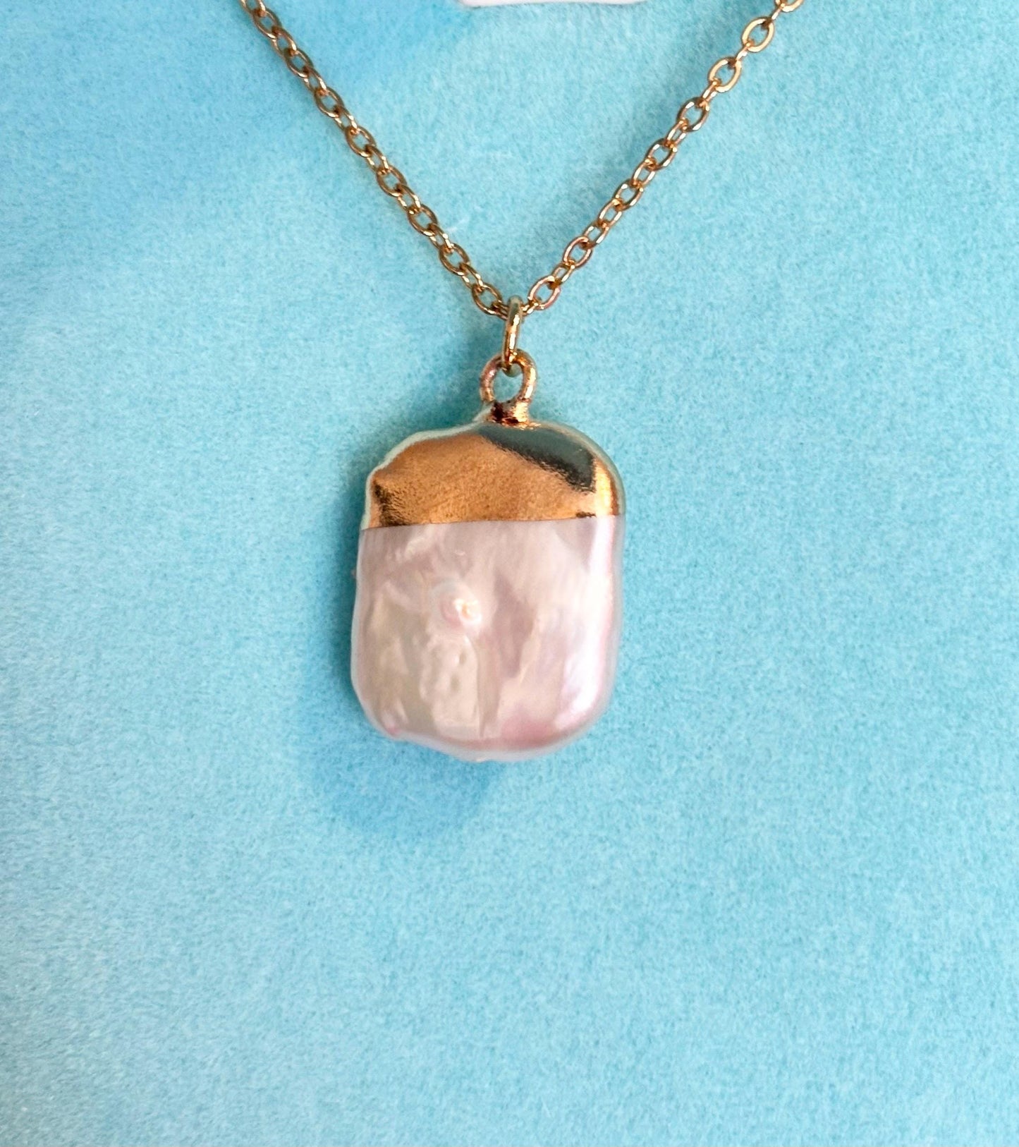 Baroque Freshwater Pearl Necklace, Gold Plated Pendant, Adjustable Dainty Necklace, Minimalist Jewelry Gift