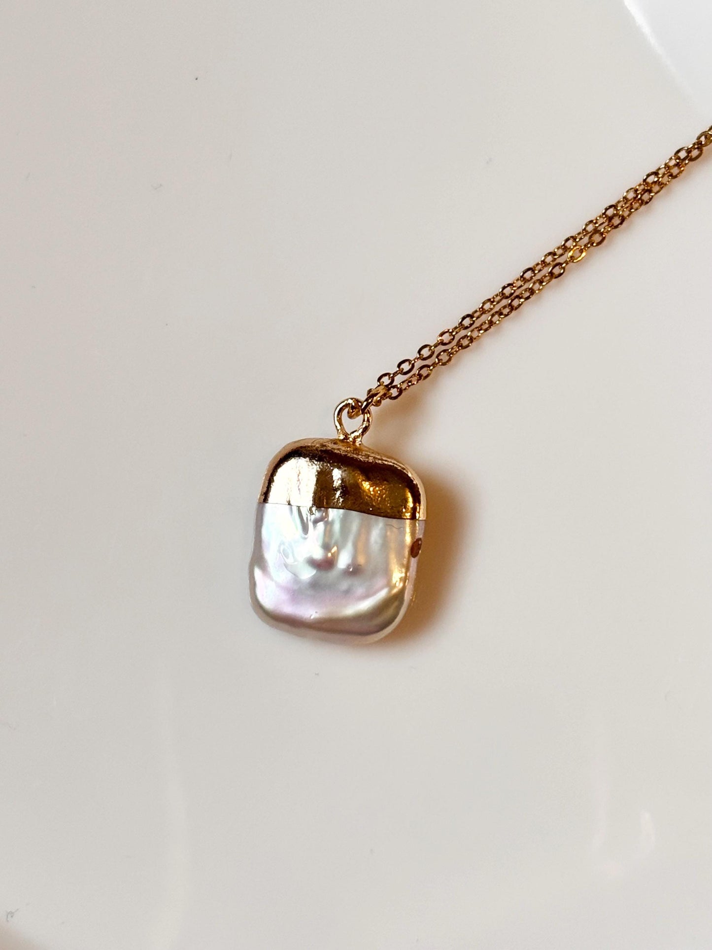 Baroque Freshwater Pearl Necklace, Gold Plated Pendant, Adjustable Dainty Necklace, Minimalist Jewelry Gift