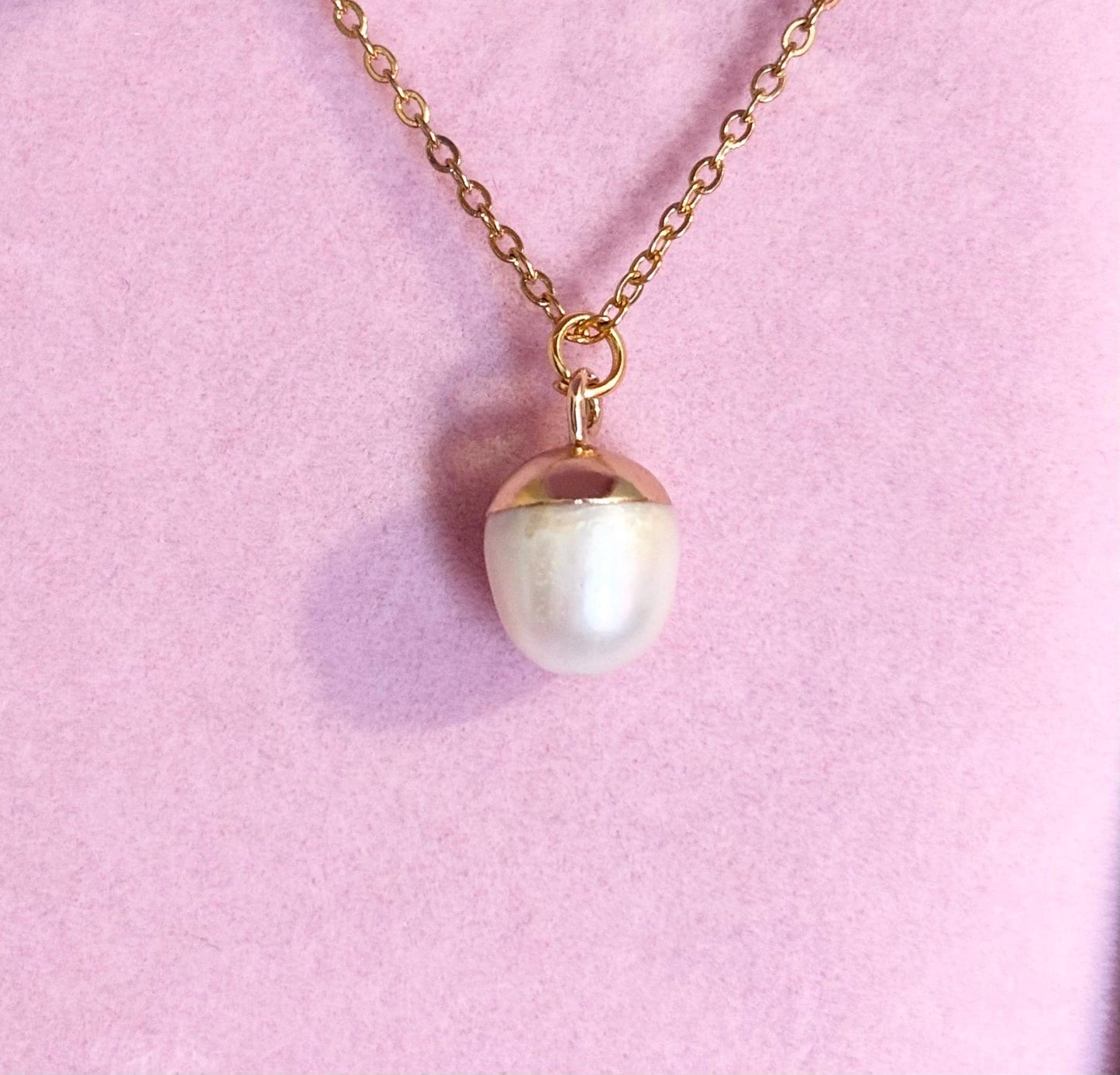 Dainty Freshwater Pearl Necklace, Gold Plated Minimalist Pendant, Adjustable Everyday Necklace, Gift for Her