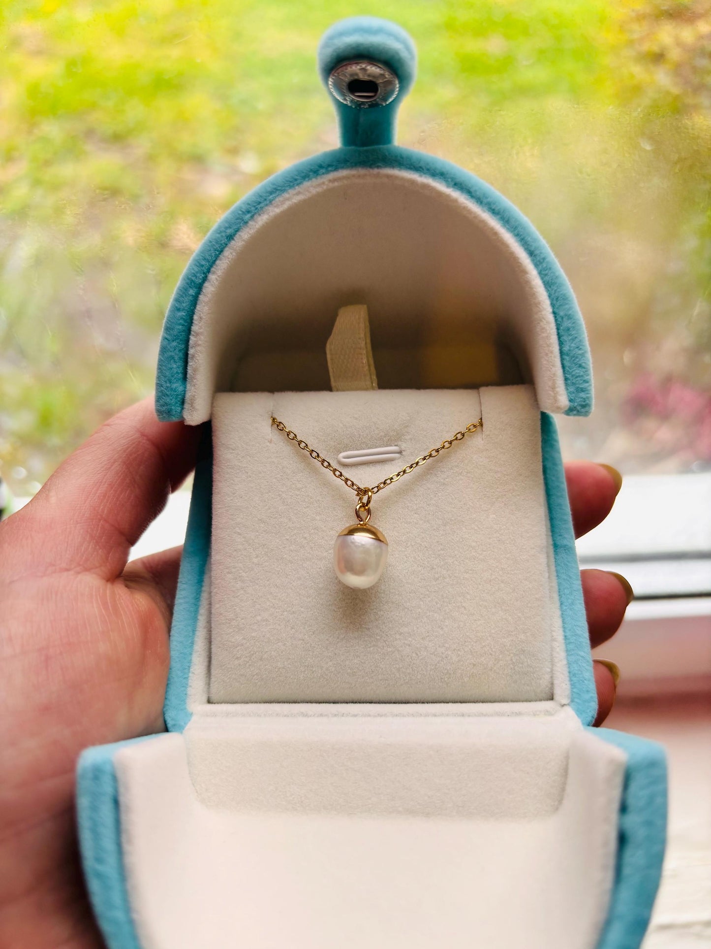 Dainty Freshwater Pearl Necklace, Gold Plated Minimalist Pendant, Adjustable Everyday Necklace, Gift for Her