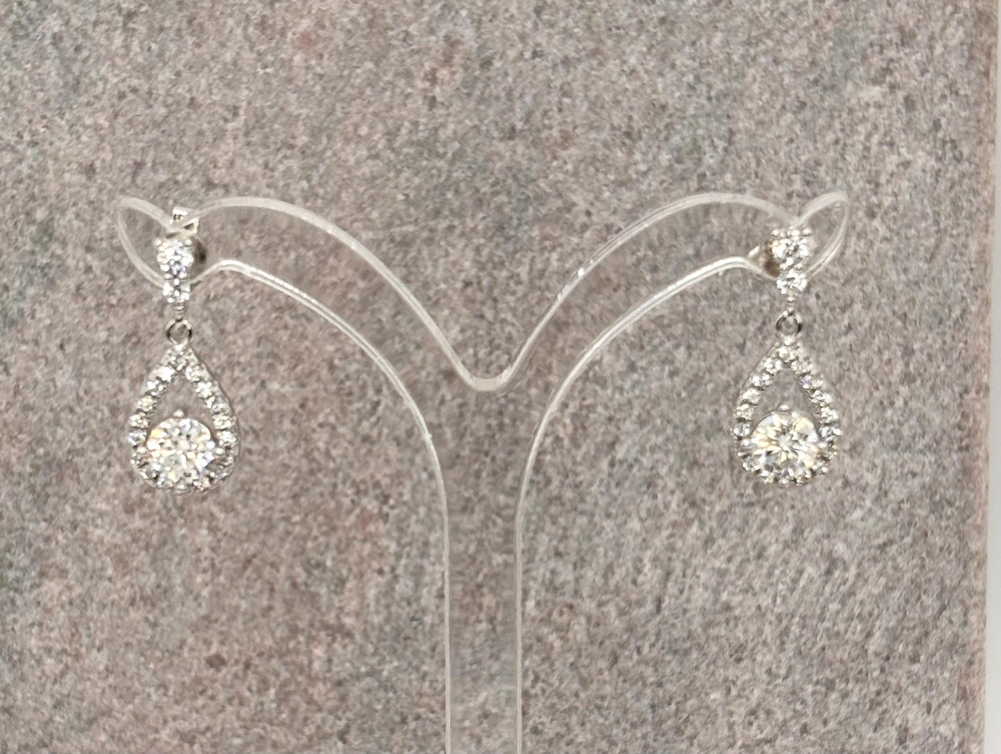 Pear Moissanite Earrings, Sterling Silver Teardrop Dangle, Elegant Statement Jewelry, Classic Occasion Style