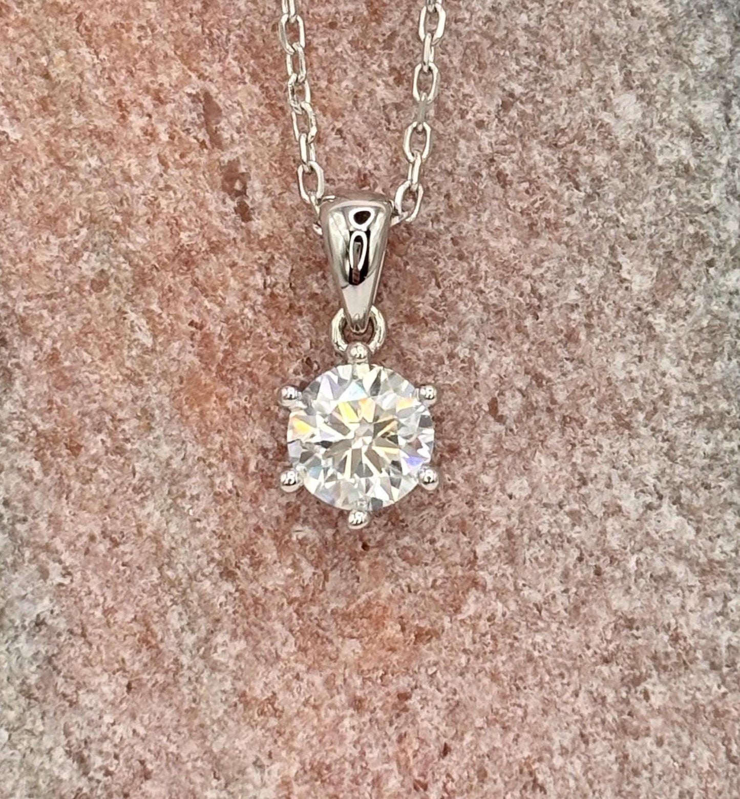 1 Carat Moissanite Necklace, 925 Sterling Silver, Minimalist Diamond Pendant, Dainty Gift for Her