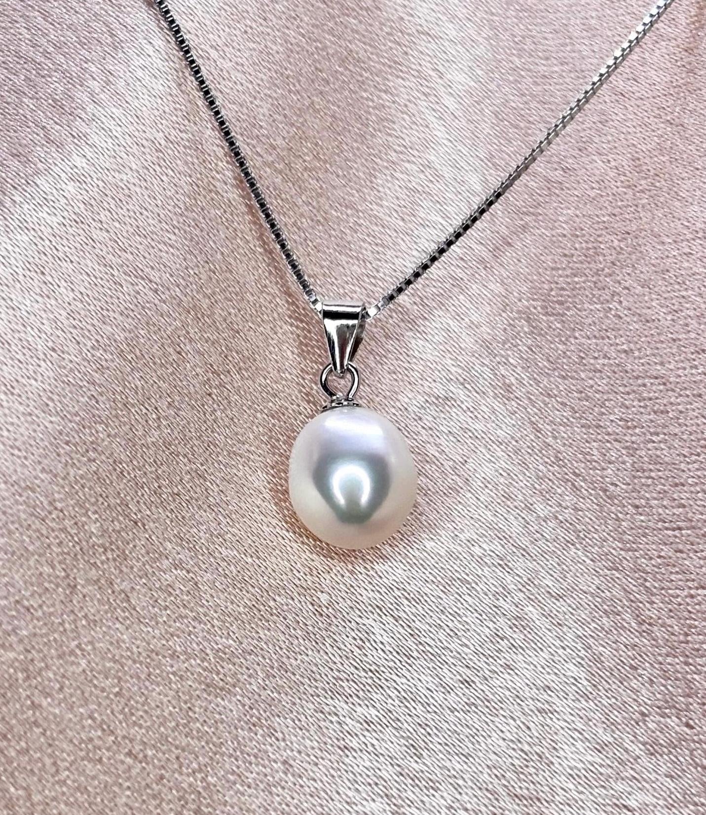 Freshwater Pearl Necklace, 925 Sterling Silver Pendant, Natural Pearl Jewelry, Minimalist Gift for Her