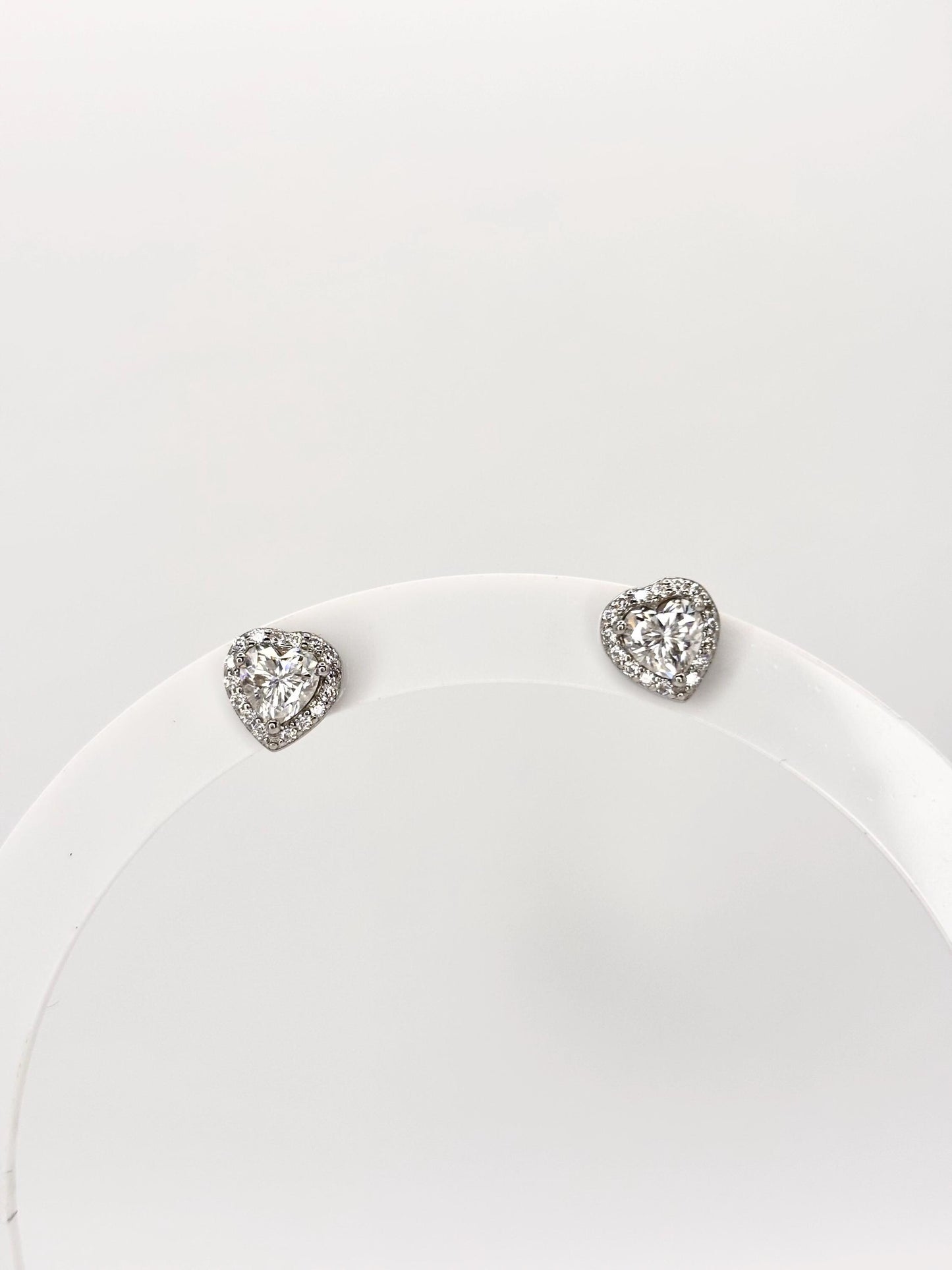Heart Moissanite Stud Earrings, 1 Carat Sterling Silver Dainty Minimalist Jewelry, Romantic Gift for Women