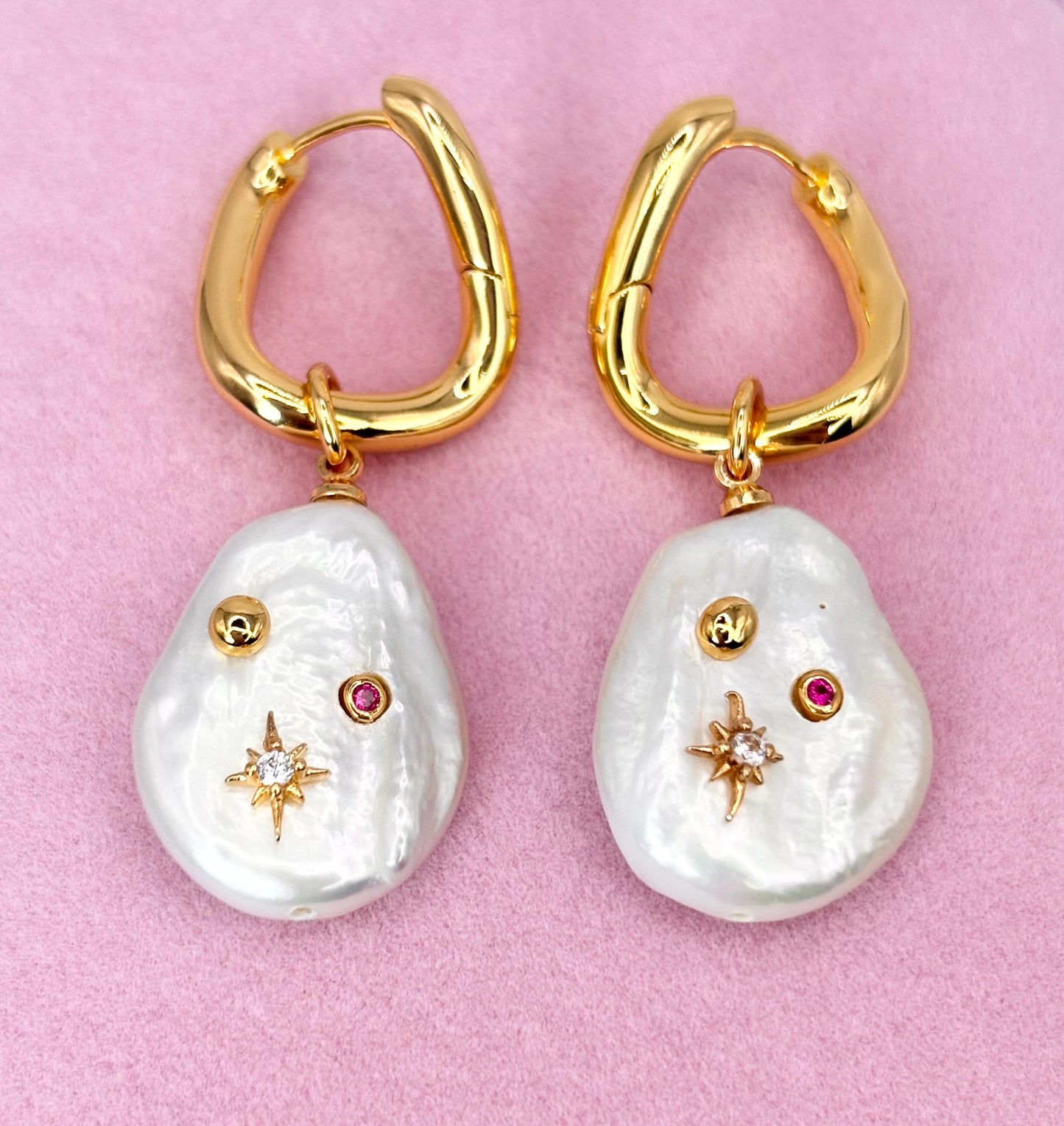 Baroque Pearl Drop Earrings – Gold Plated, Detachable Pendant, Convertible Jewelry, Statement Gift for Her
