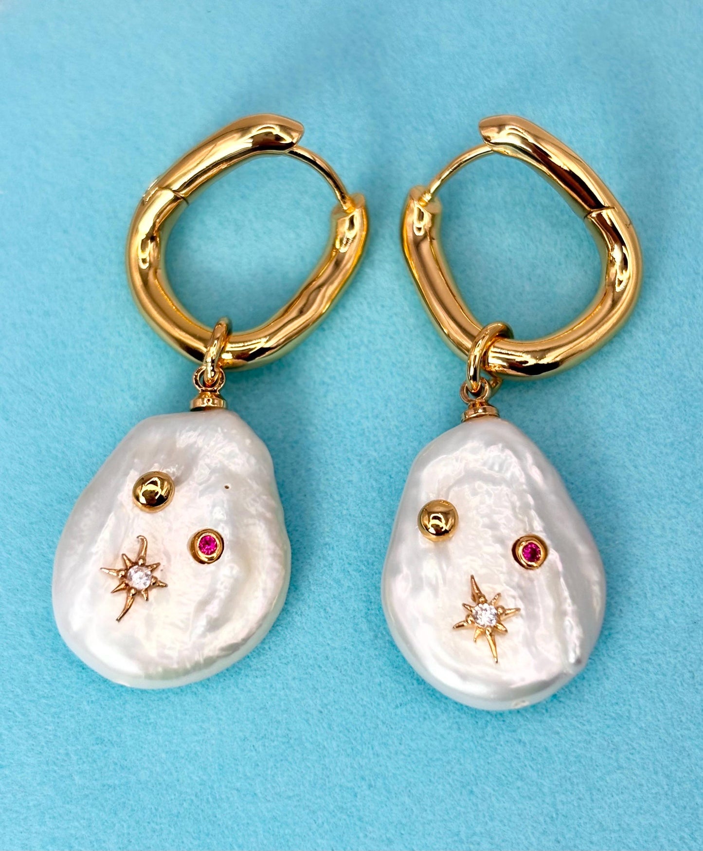 Baroque Pearl Drop Earrings – Gold Plated, Detachable Pendant, Convertible Jewelry, Statement Gift for Her