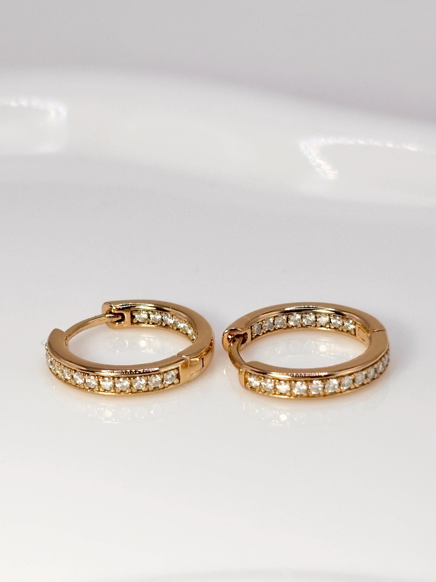 Moissanite Huggie Hoop Earrings, 925 Sterling Silver, Dainty Minimalist Hoops, Gift for Her