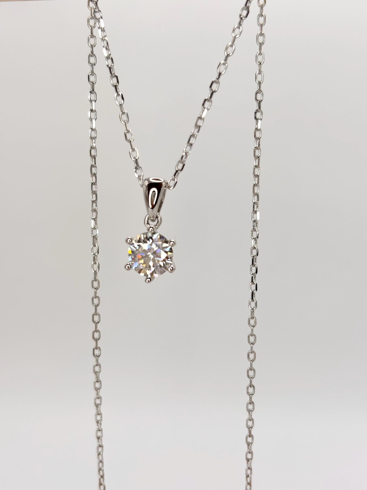 1 Carat Moissanite Necklace, 925 Sterling Silver, Minimalist Diamond Pendant, Dainty Gift for Her