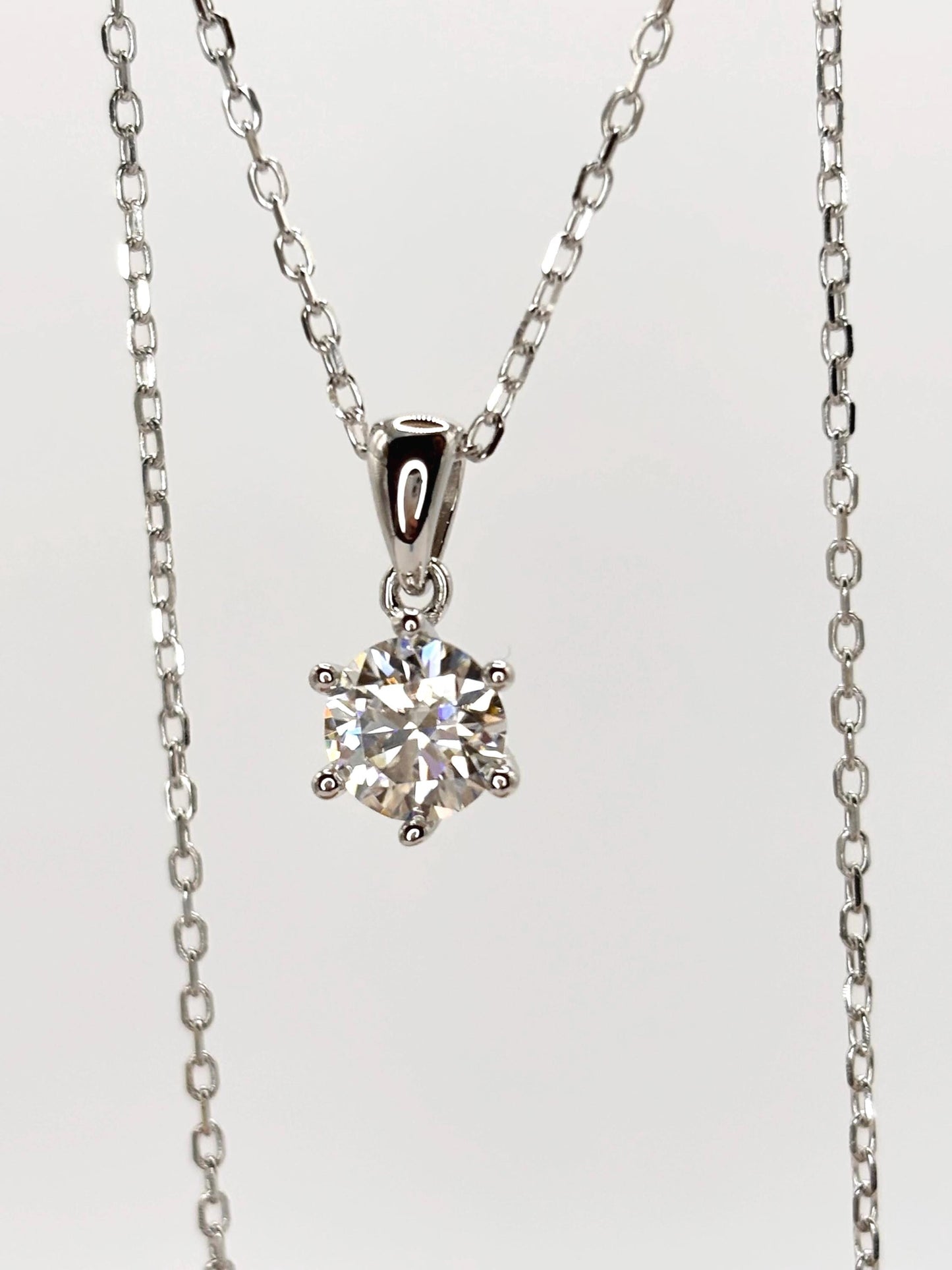 1 Carat Moissanite Necklace, 925 Sterling Silver, Minimalist Diamond Pendant, Dainty Gift for Her