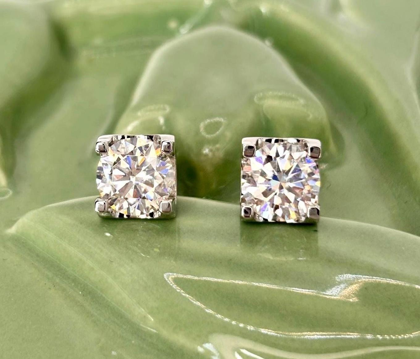 Cushion Cut Moissanite Stud Earrings 1 Carat, Sterling Silver Diamond Alternative Classic Minimalist Jewelry