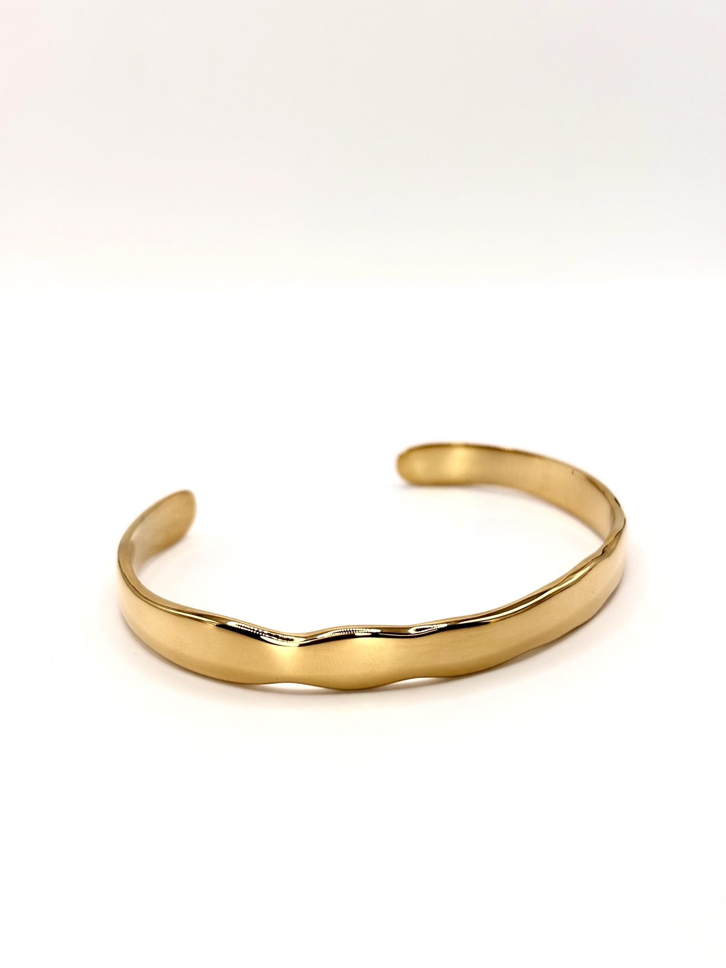 Gold Open Cuff Bracelet, Minimal Sculptural Bangle, Modern Adjustable Bracelet, Everyday Wear
