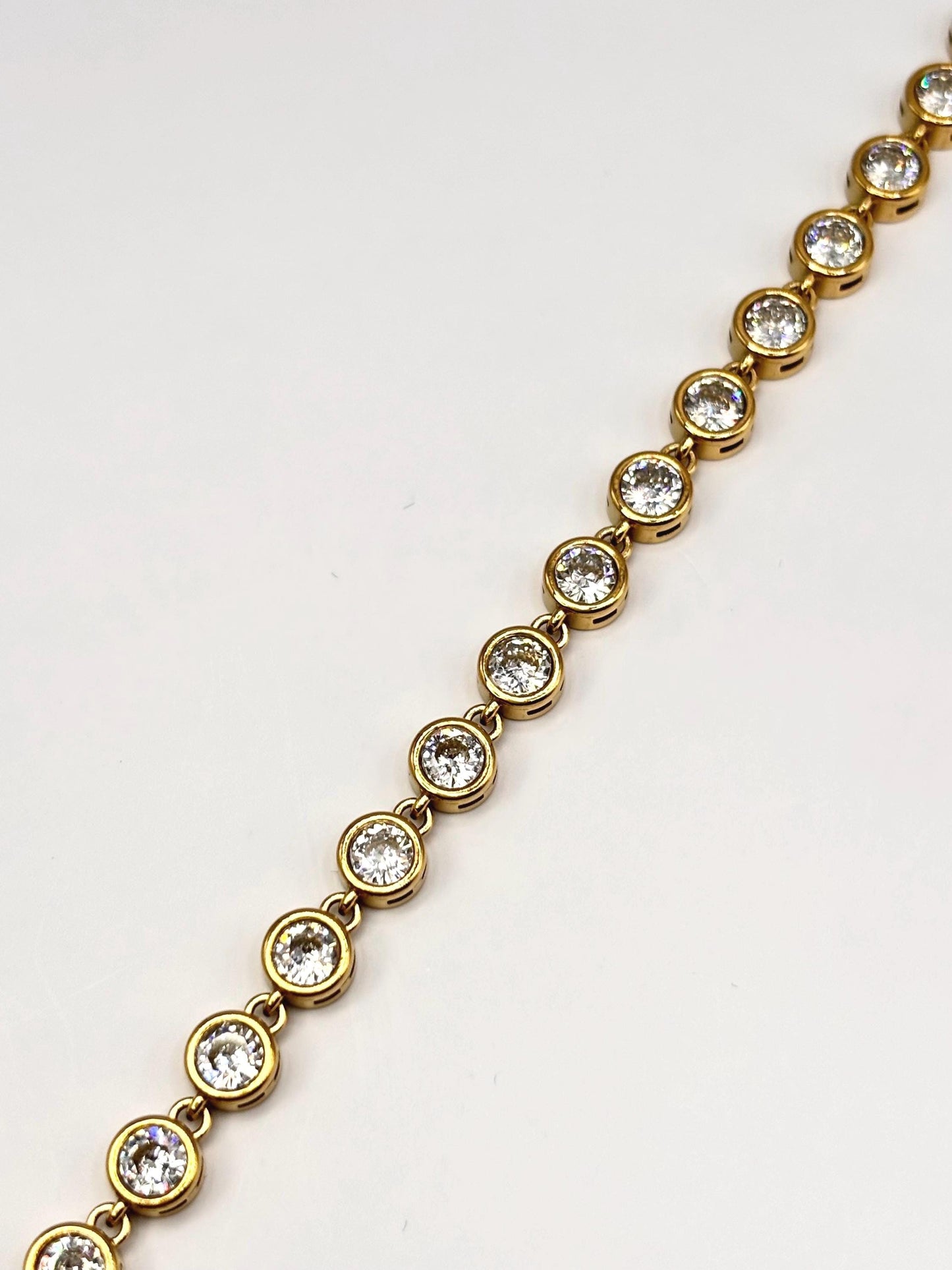 Gold Tennis Bracelet with Cubic Zirconia, Dainty Link Sparkle Jewelry