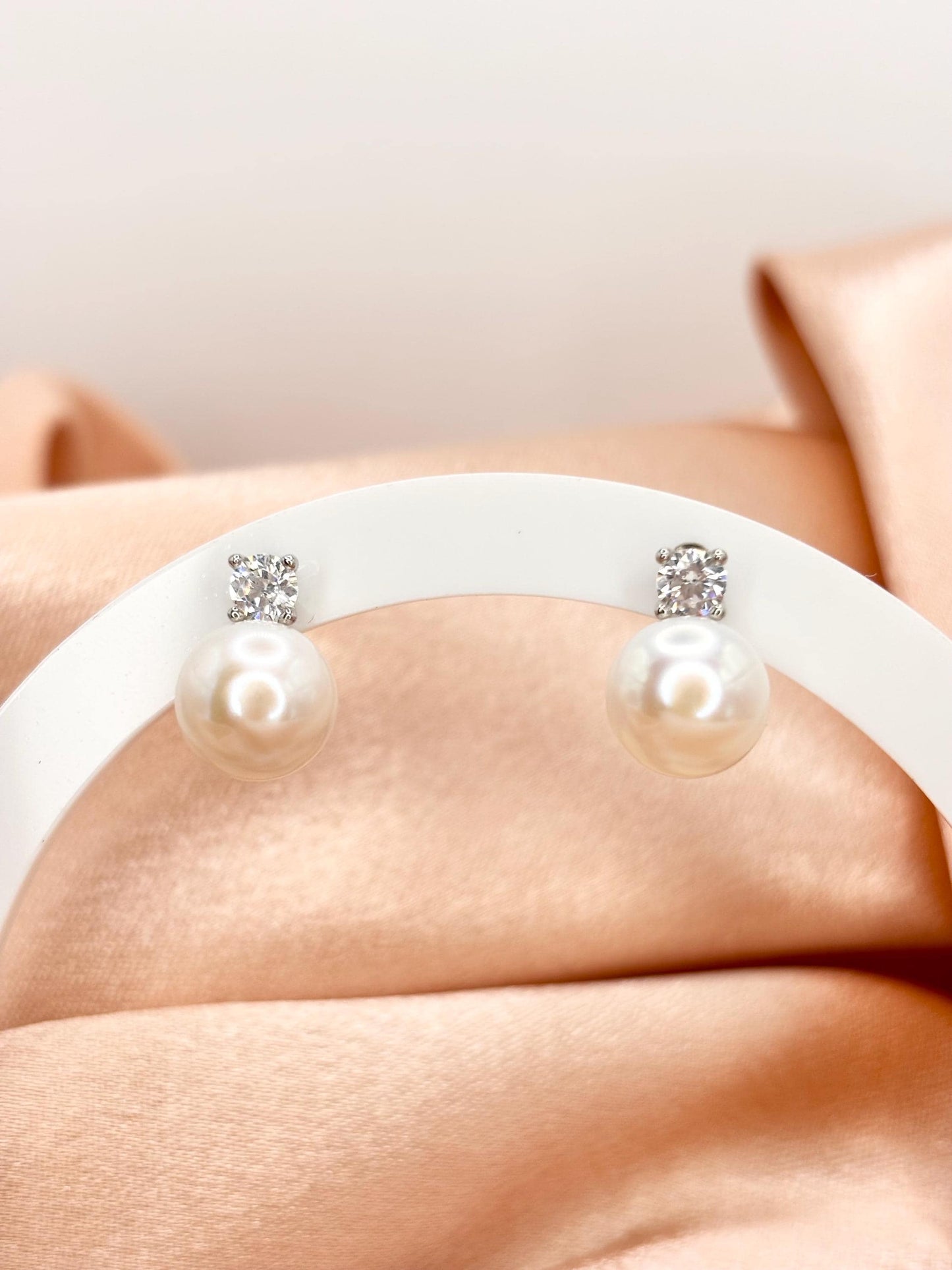 925 Sterling Silver Pearl & Stone Stud Earrings, Minimal Elegant Everyday Jewelry, Gift for Her