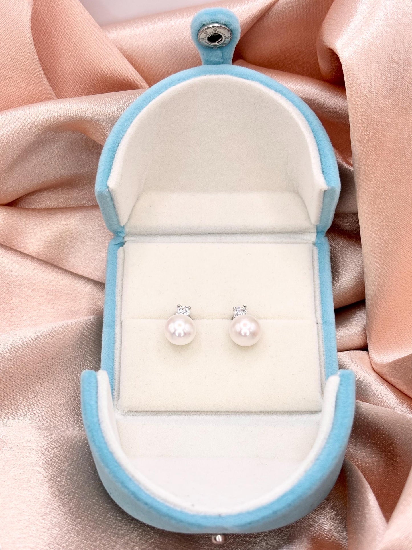 925 Sterling Silver Pearl & Stone Stud Earrings, Minimal Elegant Everyday Jewelry, Gift for Her