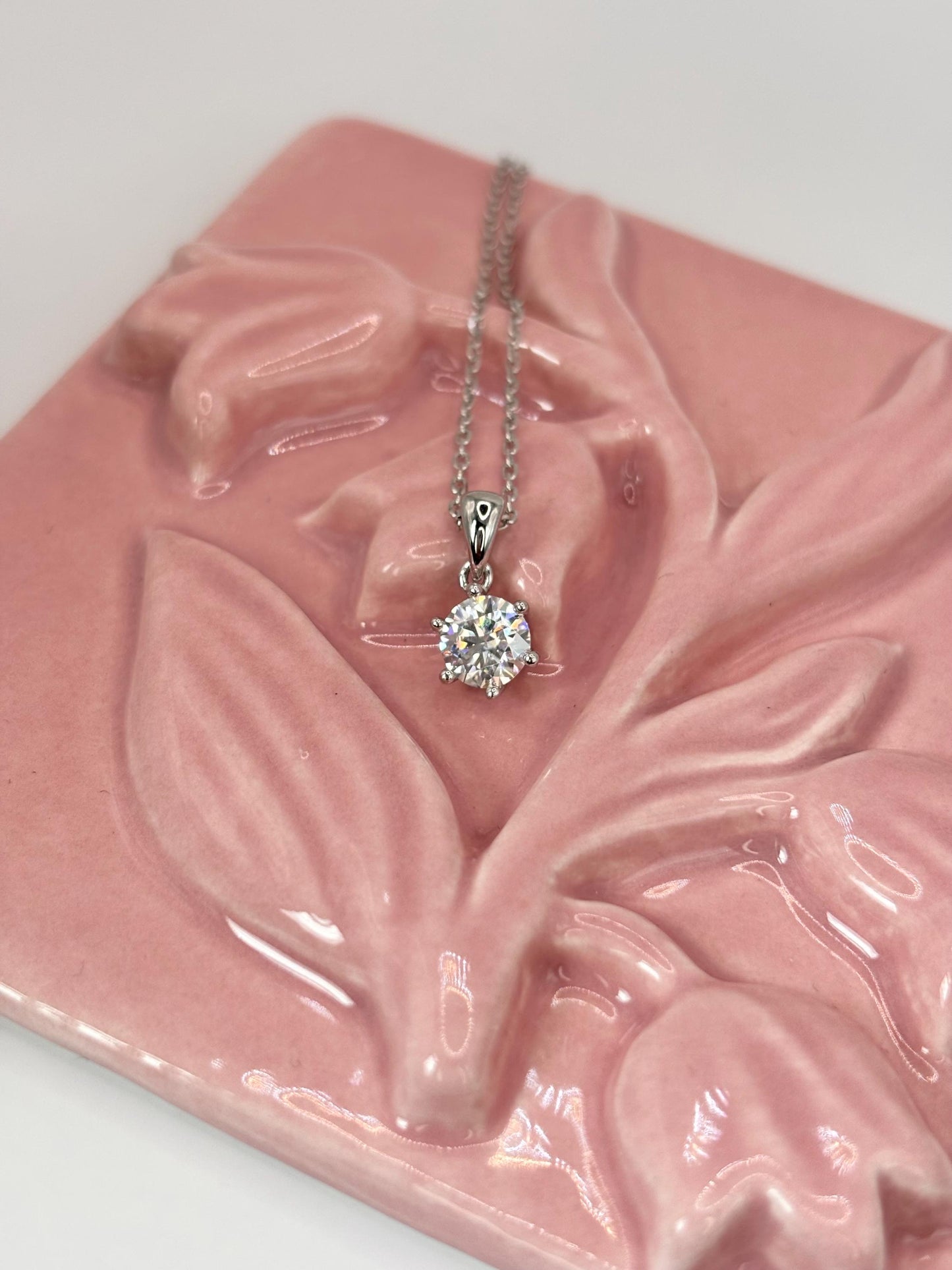 1 Carat Moissanite Necklace, 925 Sterling Silver, Minimalist Diamond Pendant, Dainty Gift for Her