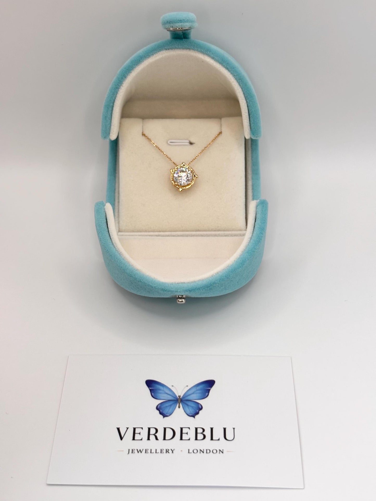 2 Carat Moissanite Necklace, Gold Solitaire Pendant, Diamond Alternative, Gift for Her