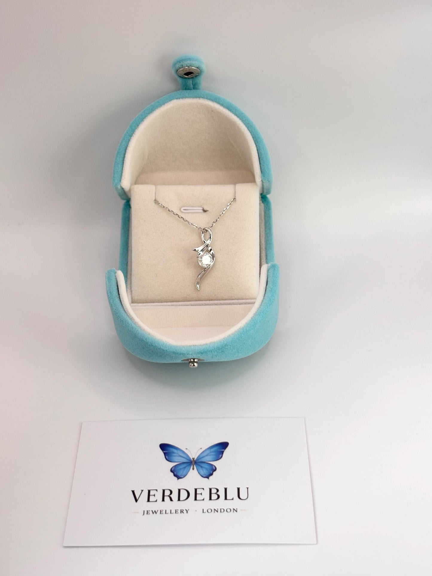 1.00 Carat Moissanite Twist Pendant Necklace, 18K White Gold Plated Sterling Silver