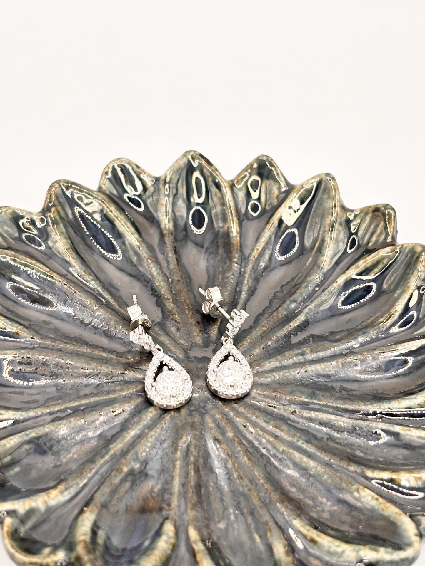Pear Moissanite Earrings, Sterling Silver Teardrop Dangle, Elegant Statement Jewelry, Classic Occasion Style