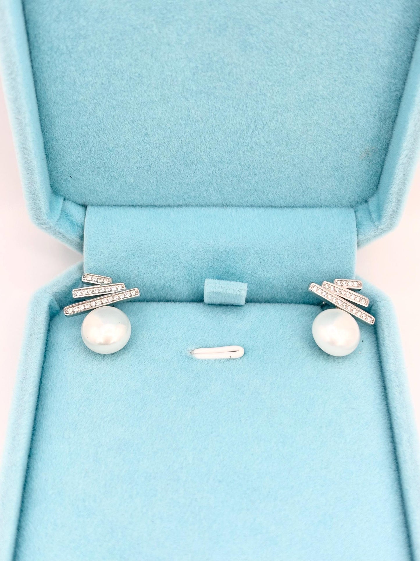 Freshwater Pearl Stud Earrings, 925 Sterling Silver, CZ Bar, Minimalist Elegant Jewelry
