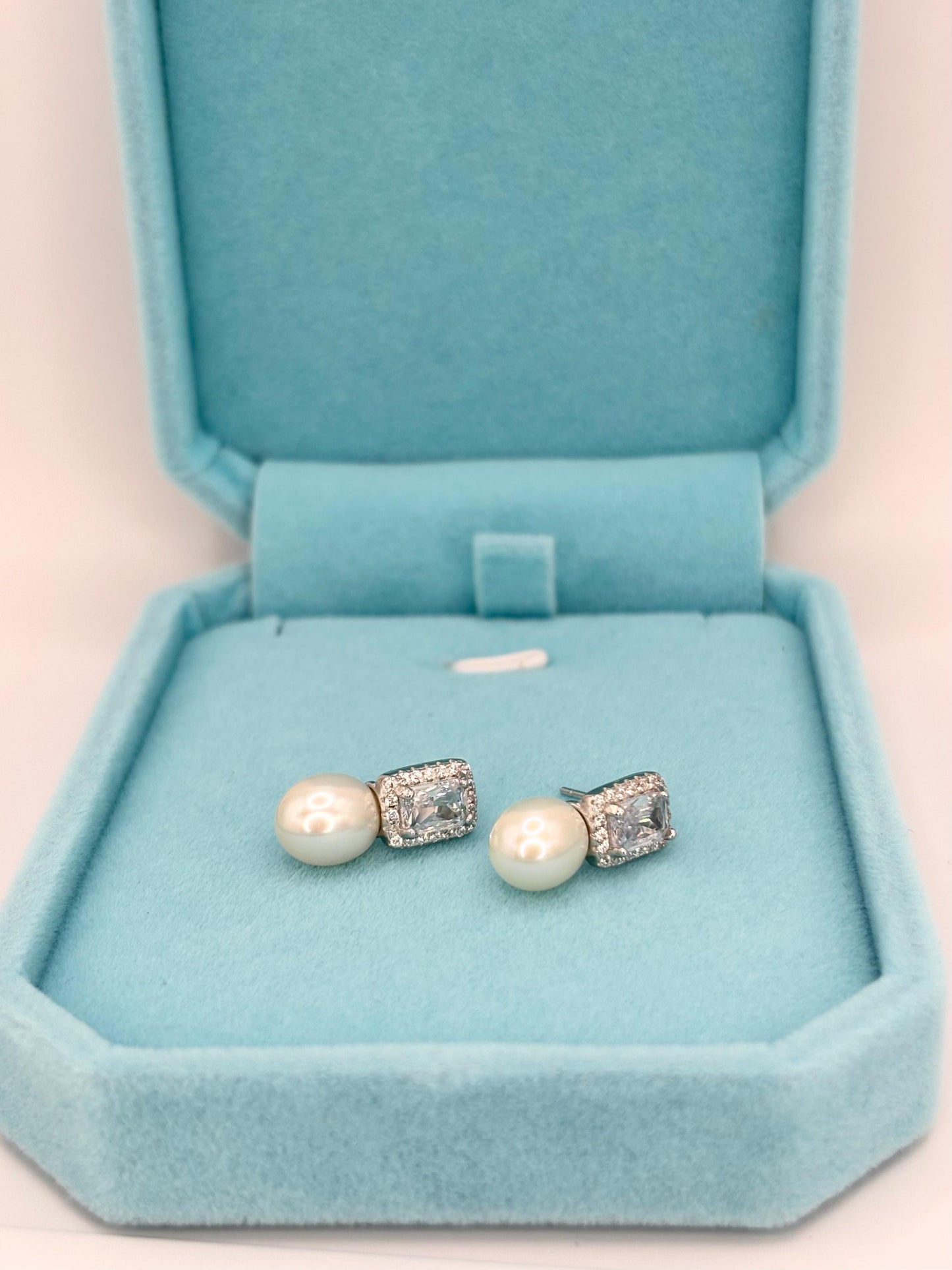 Freshwater Pearl Cubic Zirconia Stud Earrings – 925 Sterling Silver Jewellery