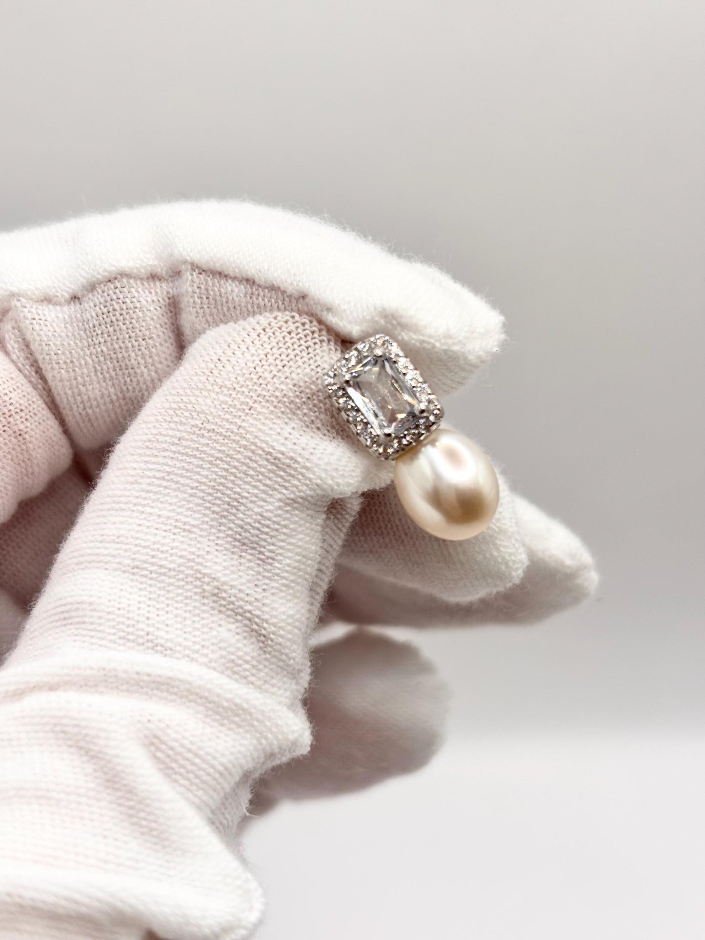 Freshwater Pearl Cubic Zirconia Stud Earrings – 925 Sterling Silver Jewellery